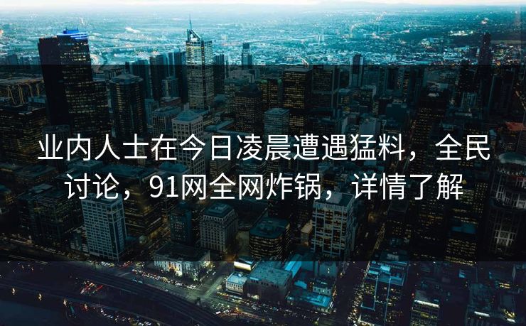业内人士在今日凌晨遭遇猛料，全民讨论，91网全网炸锅，详情了解