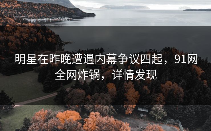 明星在昨晚遭遇内幕争议四起，91网全网炸锅，详情发现
