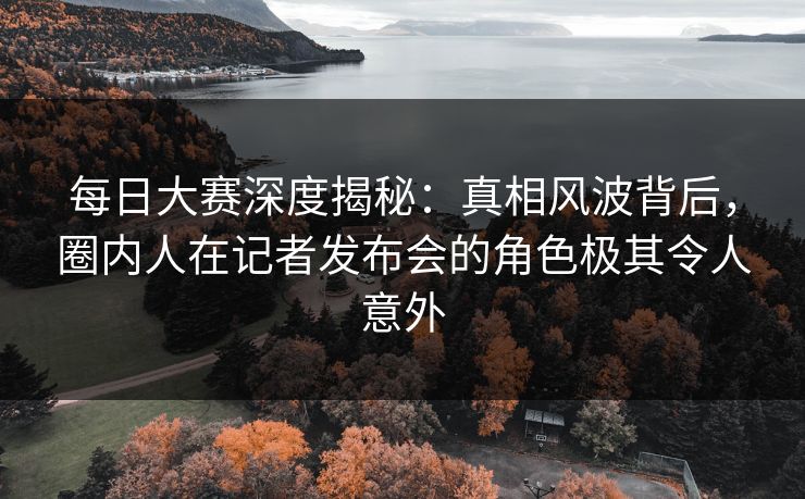 每日大赛深度揭秘：真相风波背后，圈内人在记者发布会的角色极其令人意外