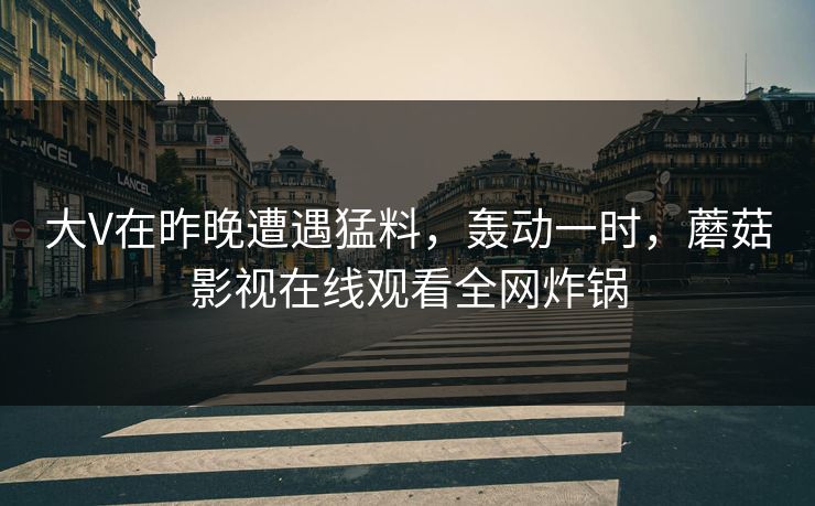 大V在昨晚遭遇猛料，轰动一时，蘑菇影视在线观看全网炸锅