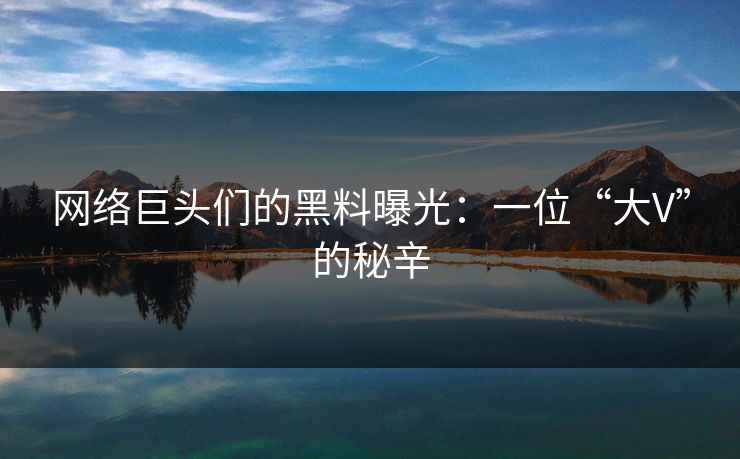 网络巨头们的黑料曝光：一位“大V”的秘辛
