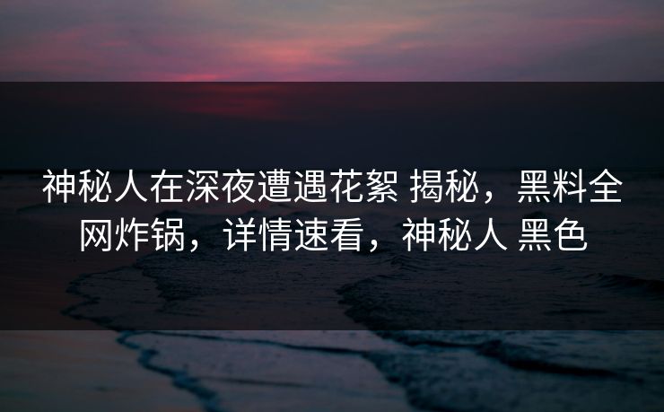 神秘人在深夜遭遇花絮 揭秘,黑料全网炸锅,详情速看,神秘人 黑色