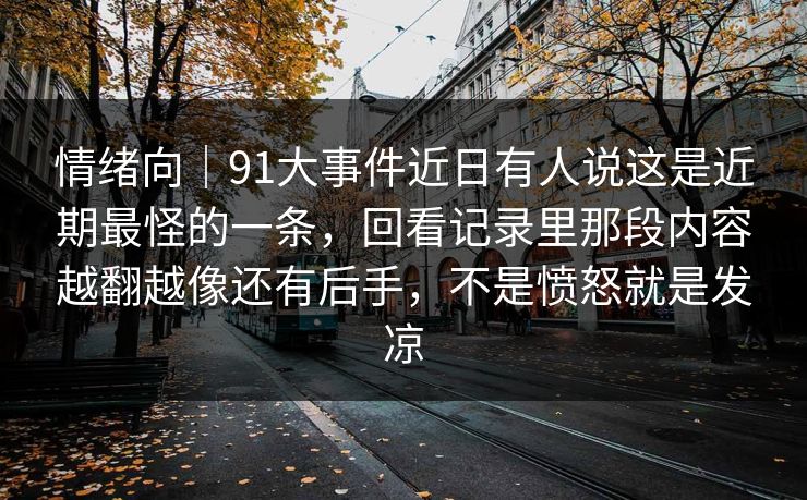 情绪向｜91大事件近日有人说这是近期最怪的一条，回看记录里那段内容越翻越像还有后手，不是愤怒就是发凉